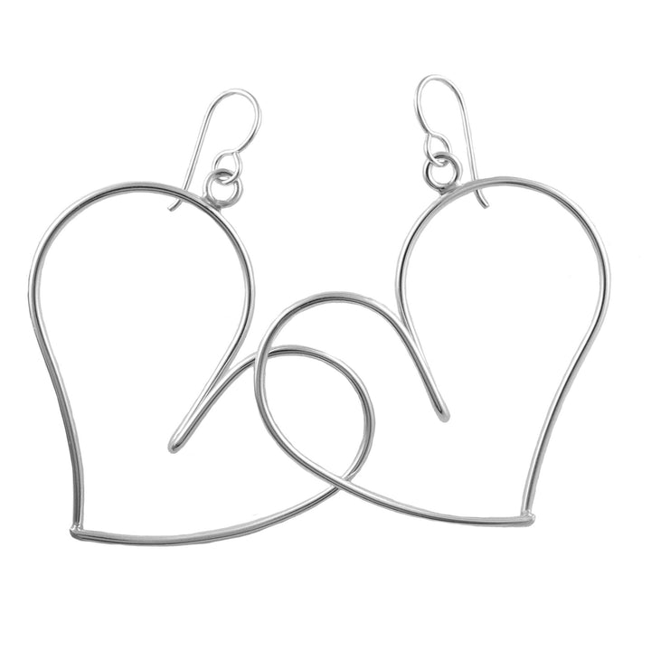 Silver Wrapped Heart Hoop Earrings