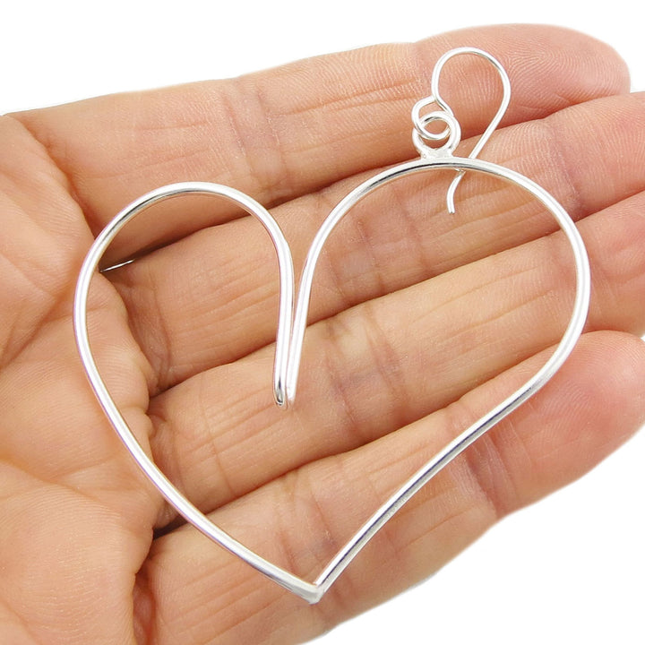 Silver Wrapped Heart Hoop Earrings