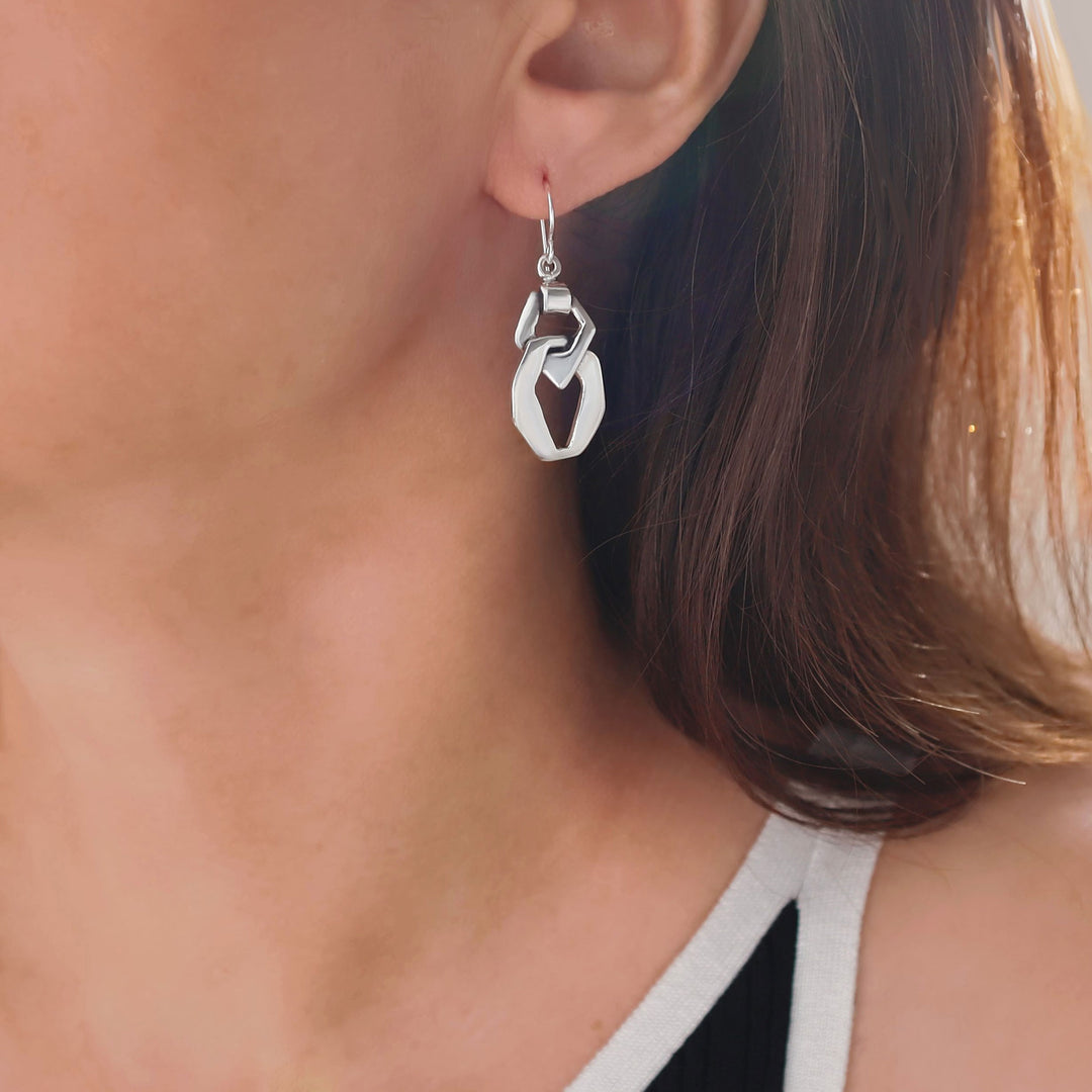 Silver Curb Chain Earrings
