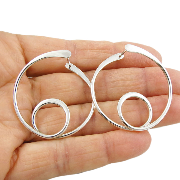 Front and Back Silver Hoop Earrings