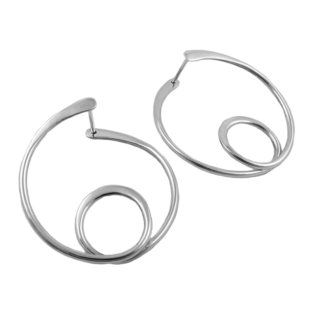 Front and Back Silver Hoop Earrings