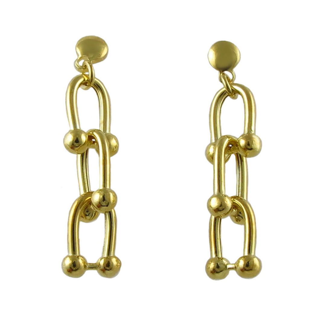 14ct gold gauge link earrings on a white background