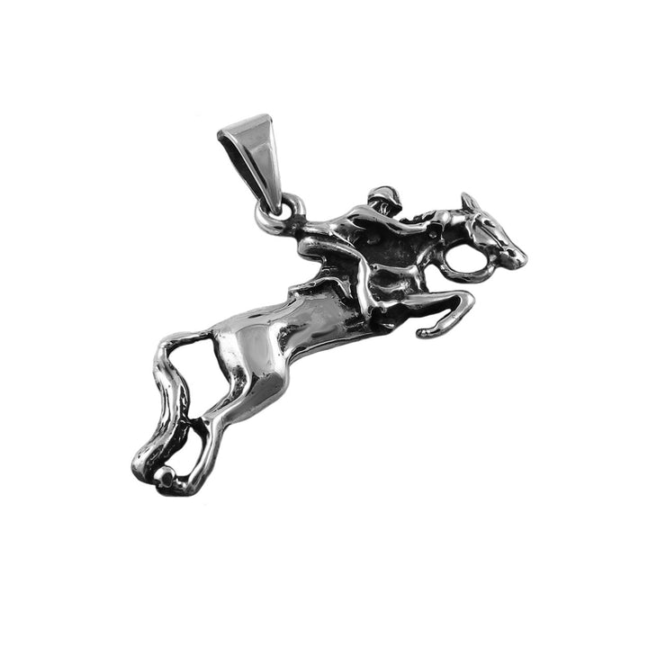 Equestrian Silver Horse and Rider Pendant Necklace