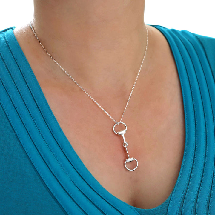 Ladies 925 Silver Double Snafflebit Pendant Necklace