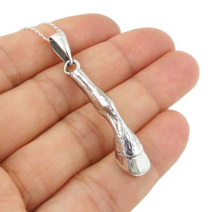 Horse Hoof Equestrian Sterling Silver Pendant Necklace
