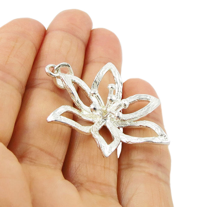Silver Lotus Flower Pendant Necklace - Jewellery with Meaning