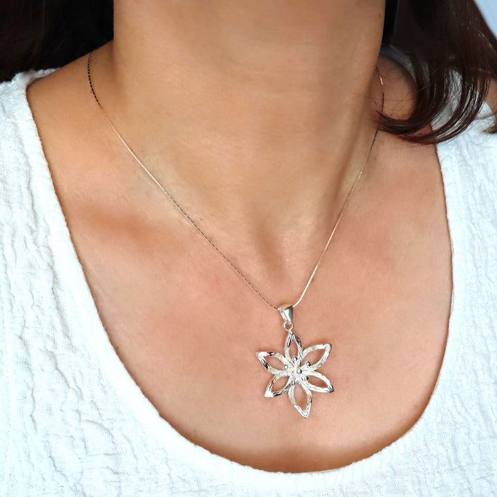 Silver Lotus Flower Pendant Necklace - Jewellery with Meaning