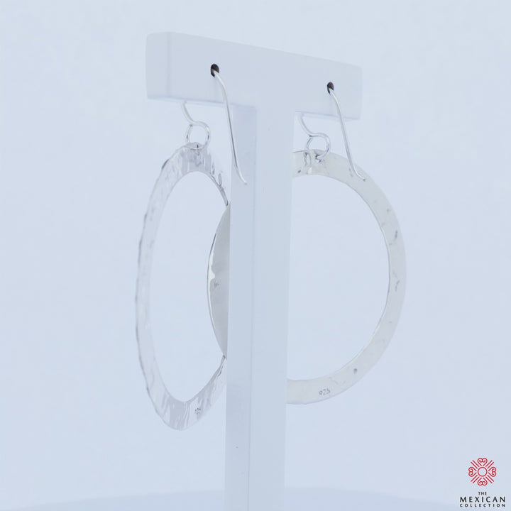 Large Hammered Silver Circle Earrings
