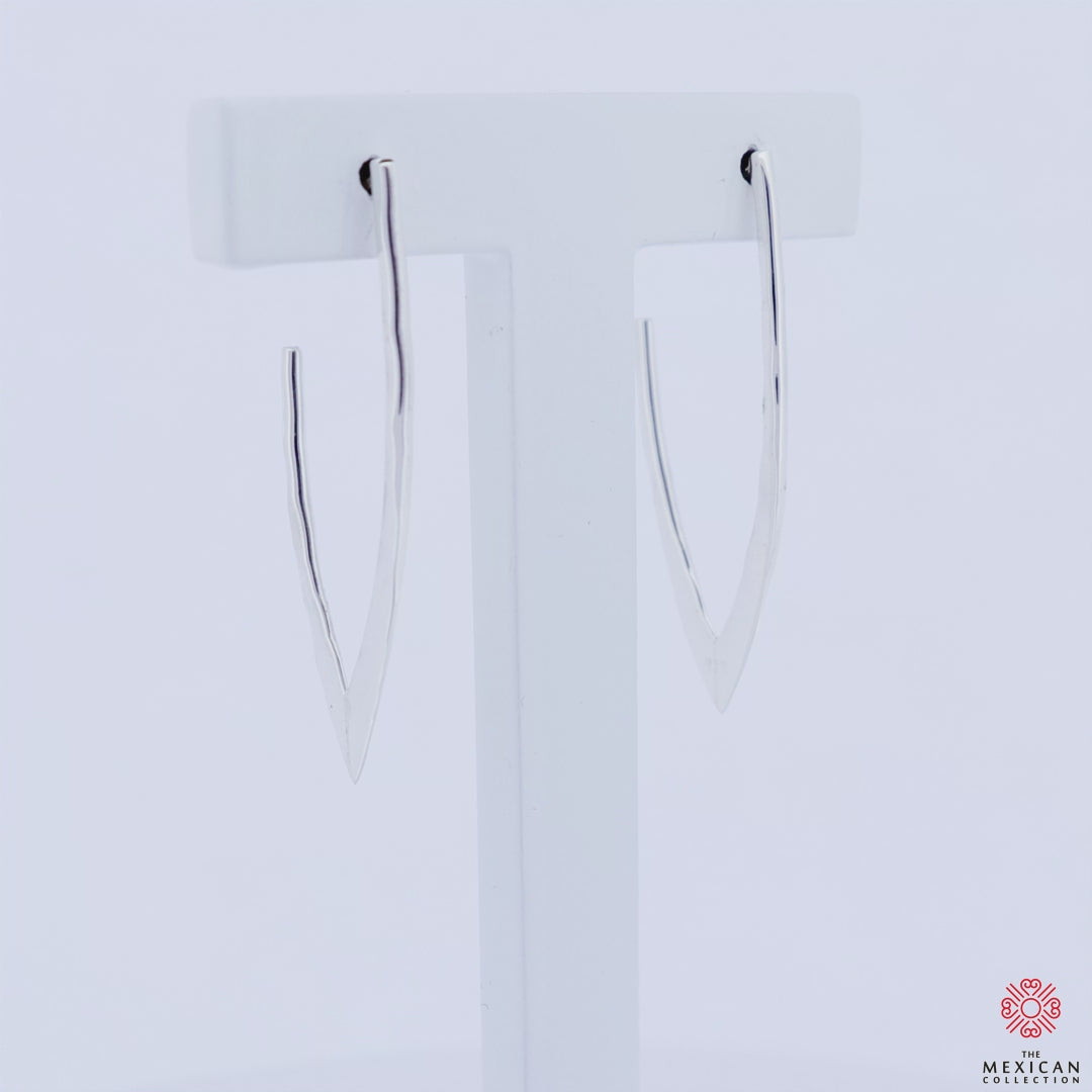 Hammered Silver Spiked Hoop Earrings