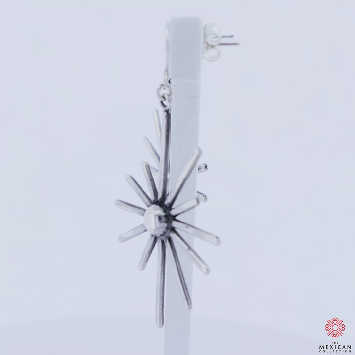 Large Starburst 925 Silver Dangle Earrings