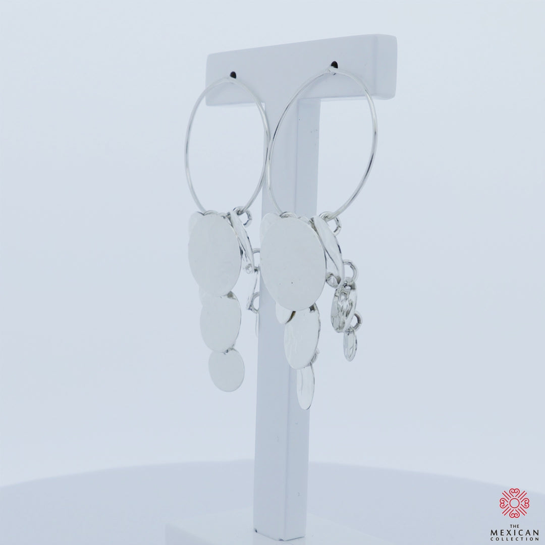 Gypsy Dangling Hammered Hoop Earrings in Sterling Silver