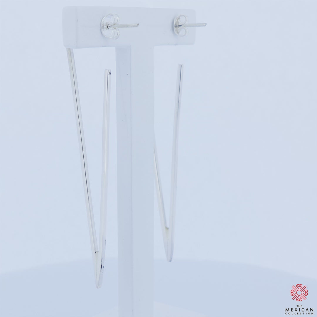 Long Sterling Silver Triangle Earrings