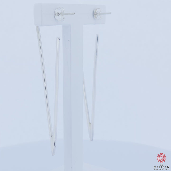 Long Sterling Silver Triangle Earrings