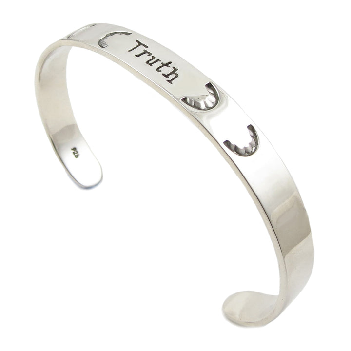 Sterling Silver Inscribed Truth Word Bracelet Cuff