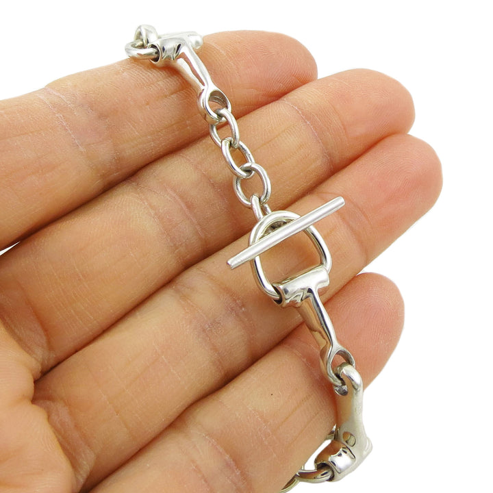 Handmade Solid Sterling Silver Snafflebit Riding Tack Chain Bracelet