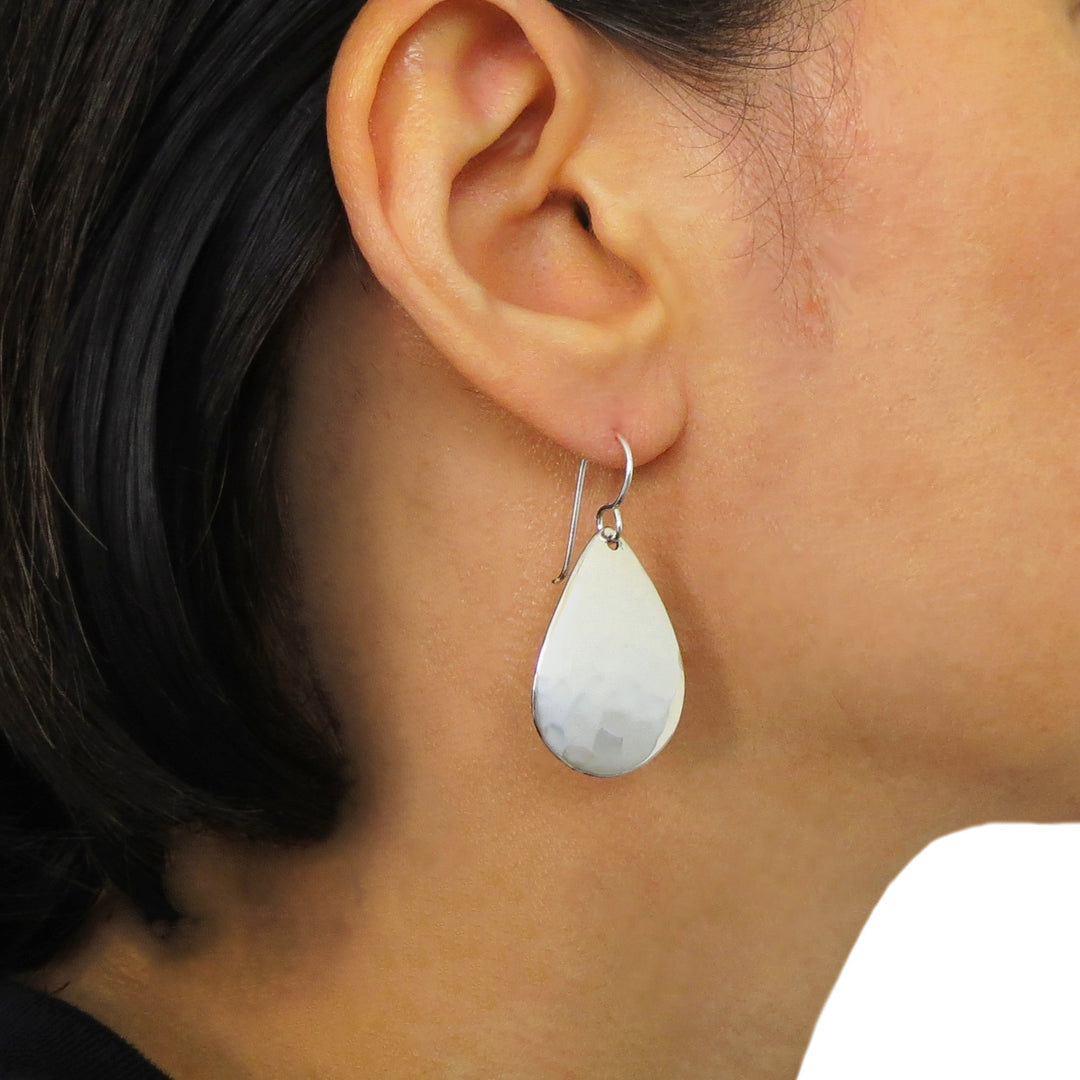 Hammered Silver Drop Earrings