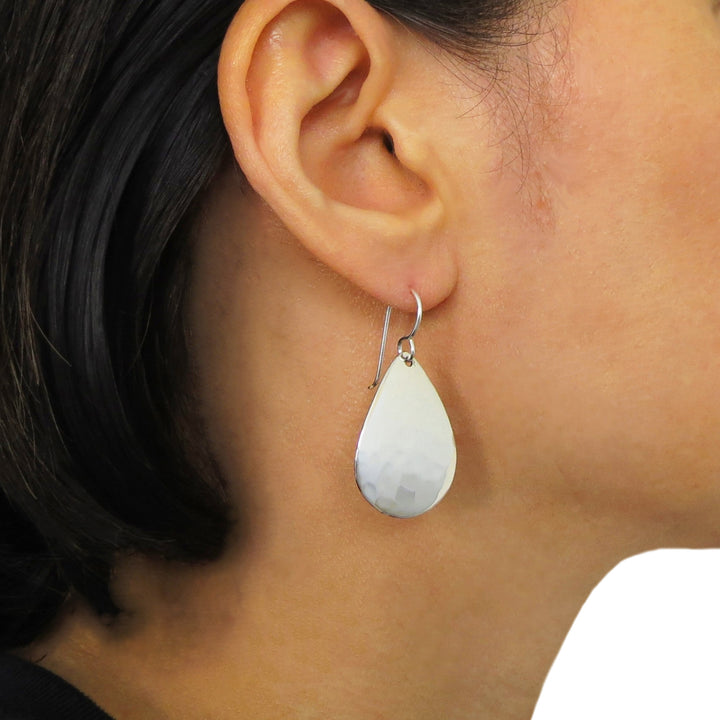 Hammered Silver Drop Earrings