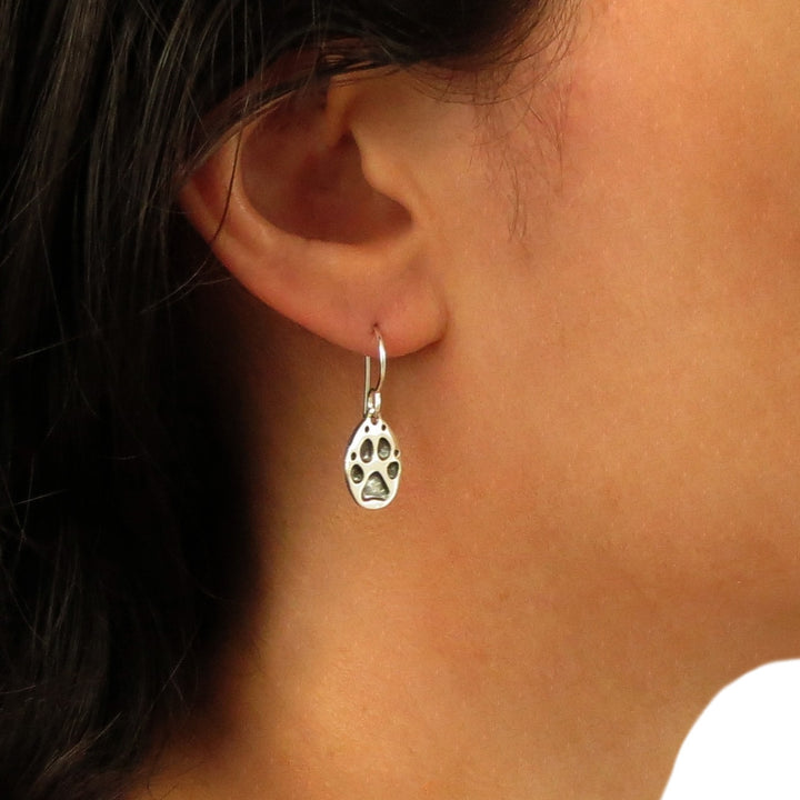 Silver Paw Print Earrings
