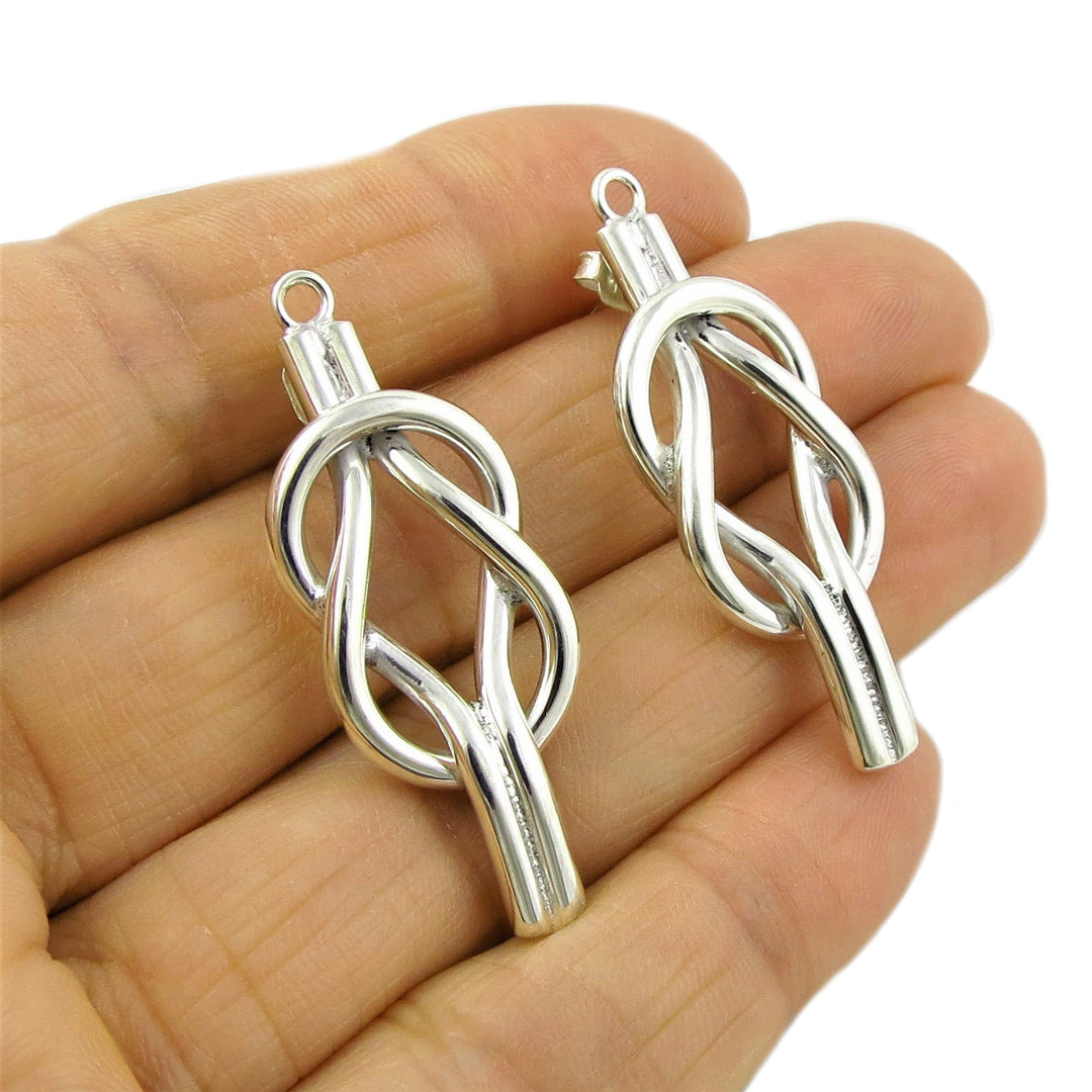Nautical Reef Knot Earrings in Sterling Silver