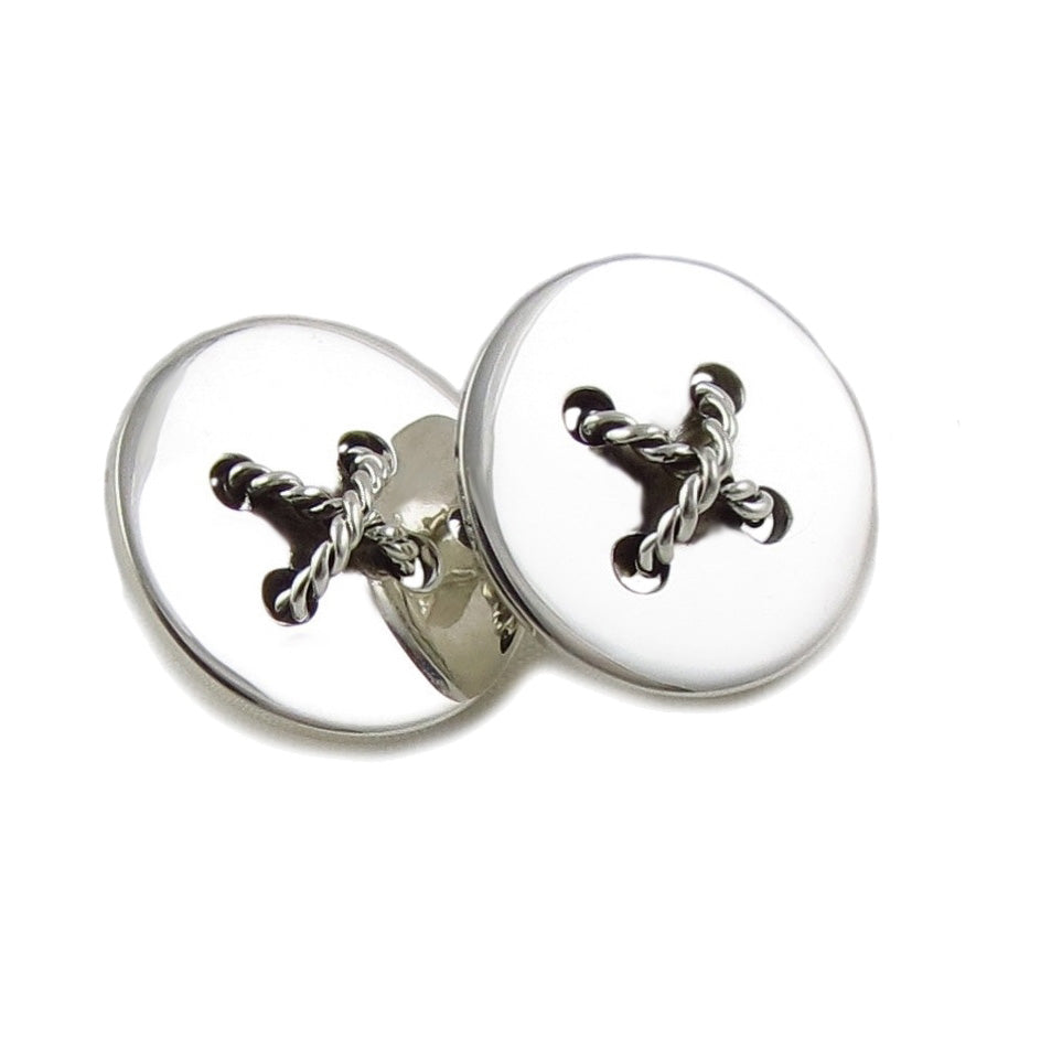 Silver Sewing Button Stud Earrings - Handmade Earrings