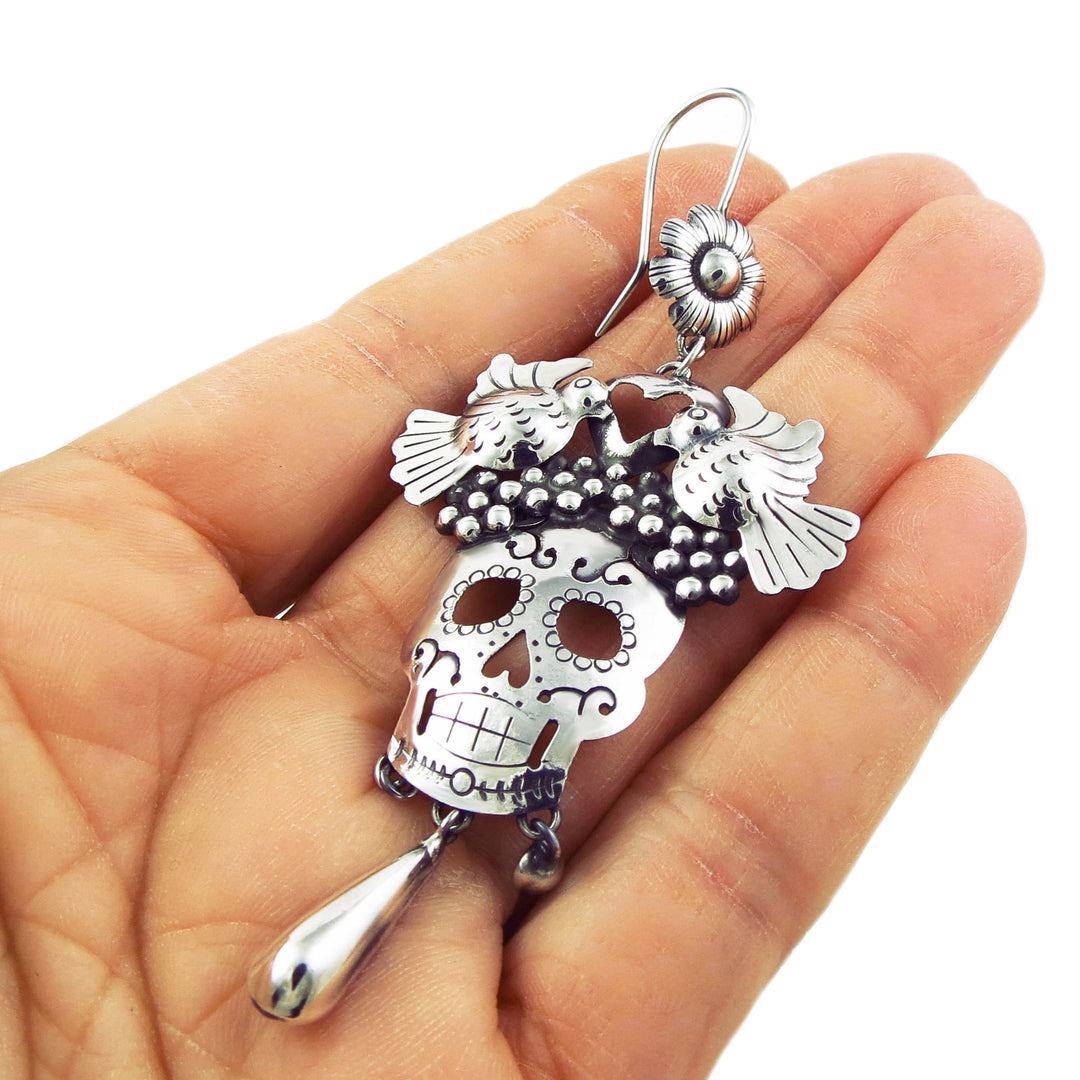 Mexican Silver Day of the Dead Earrings - Handmade