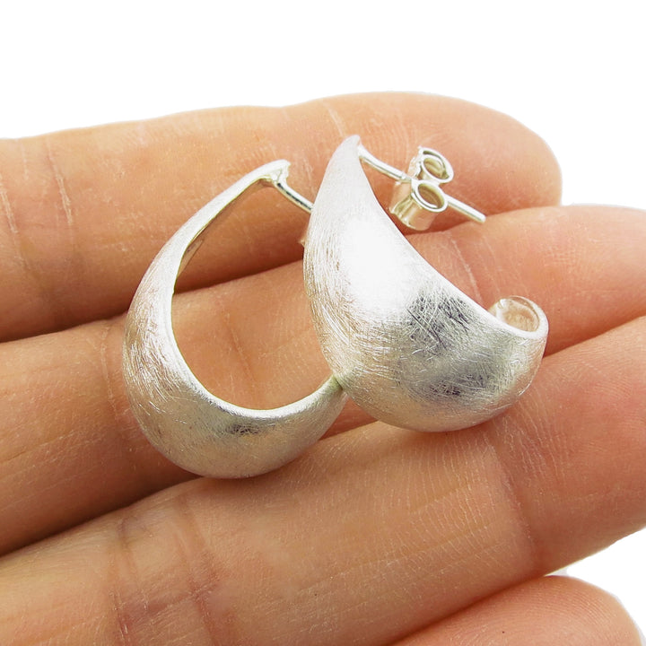 Brushed Satin Sterling Silver Ladies Earrings - Handmade
