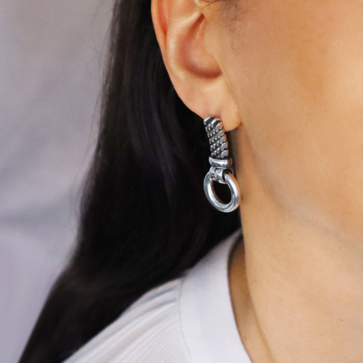Sterling Silver Herringbone Chain Earrings