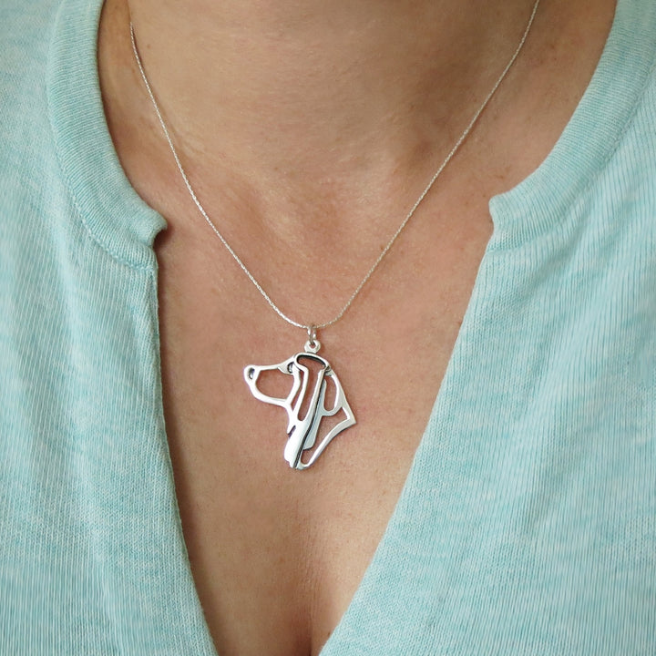 Silver Basset Hound Pendant Necklace
