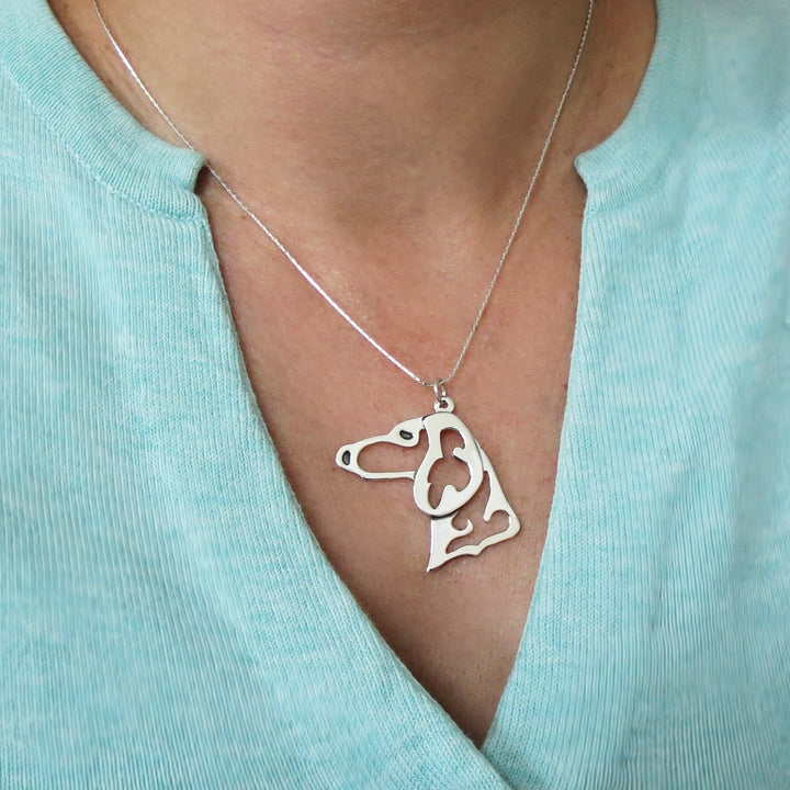 Large Dog Pendant Necklace in Sterling Silver