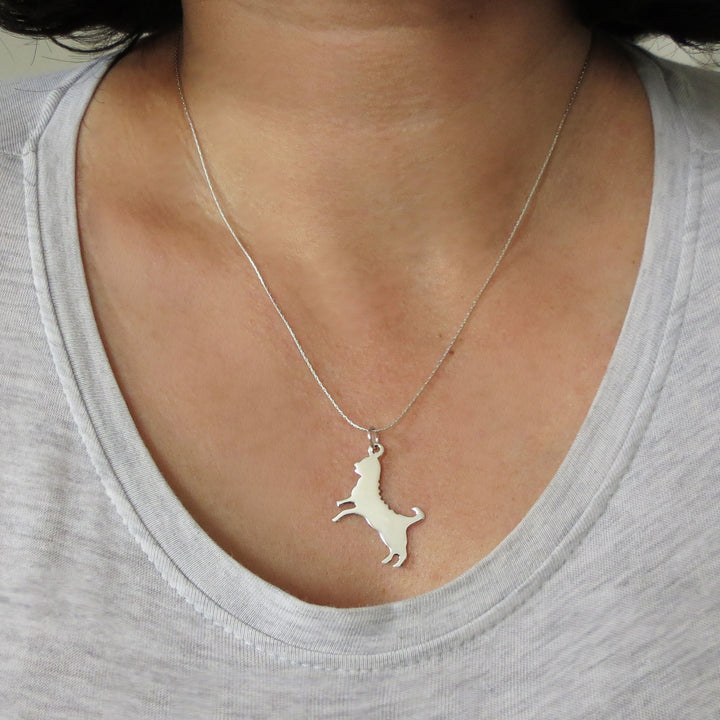 Canine Dog 925 Sterling Silver Animal Pendant Necklace