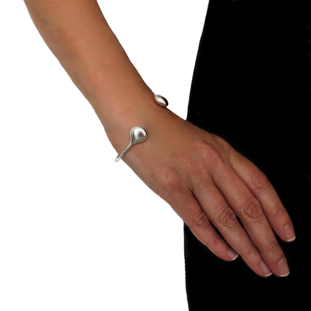 Teardrop 925 Sterling Silver Bracelet Open Cuff