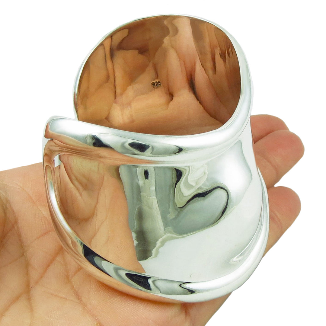 Sterling Silver Sculpted Bracelet Cuff