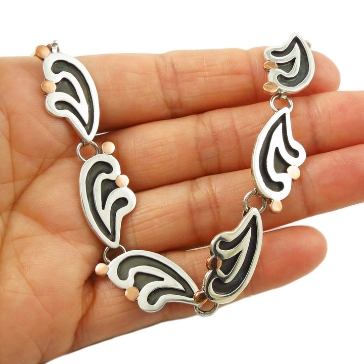 Mixed Metal Copper and Sterling Silver Bracelet - Long