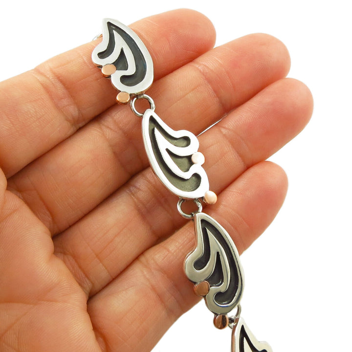 Mixed Metal Copper and Sterling Silver Bracelet - Long