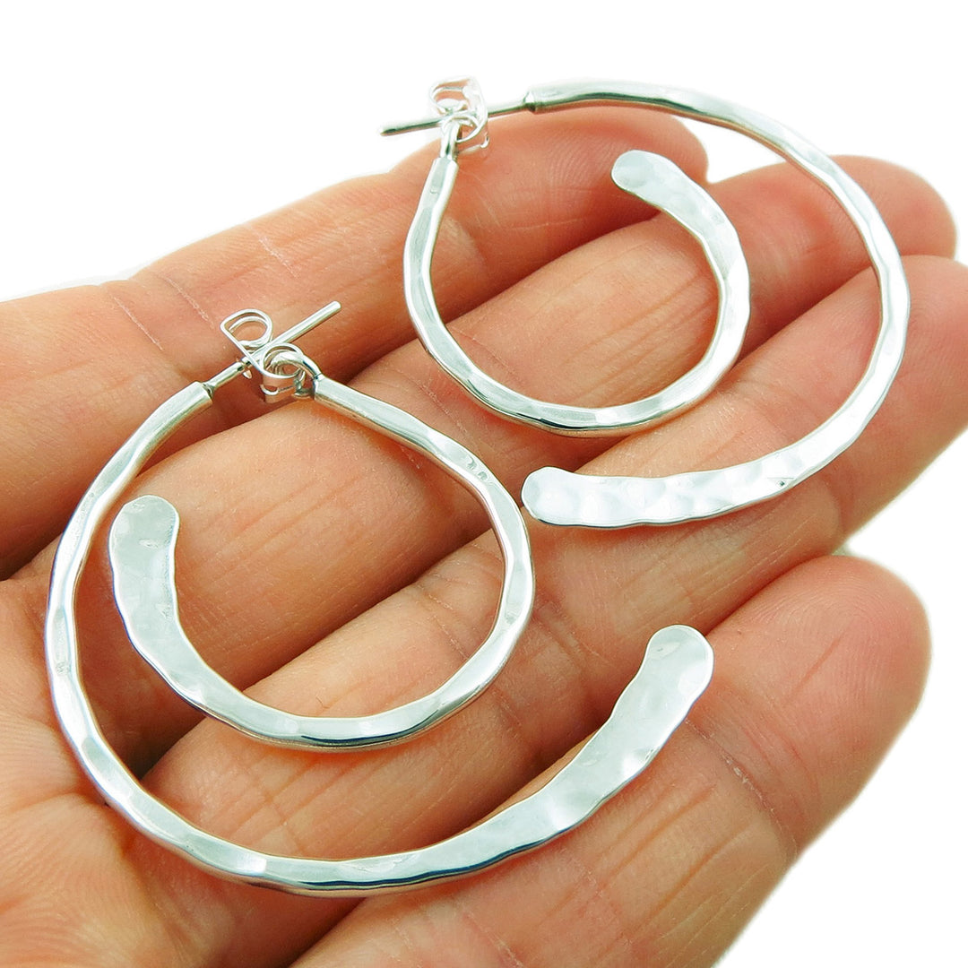 Silver Two Part Hoop Earrings