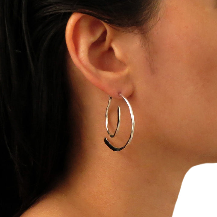 Silver Two Part Hoop Earrings