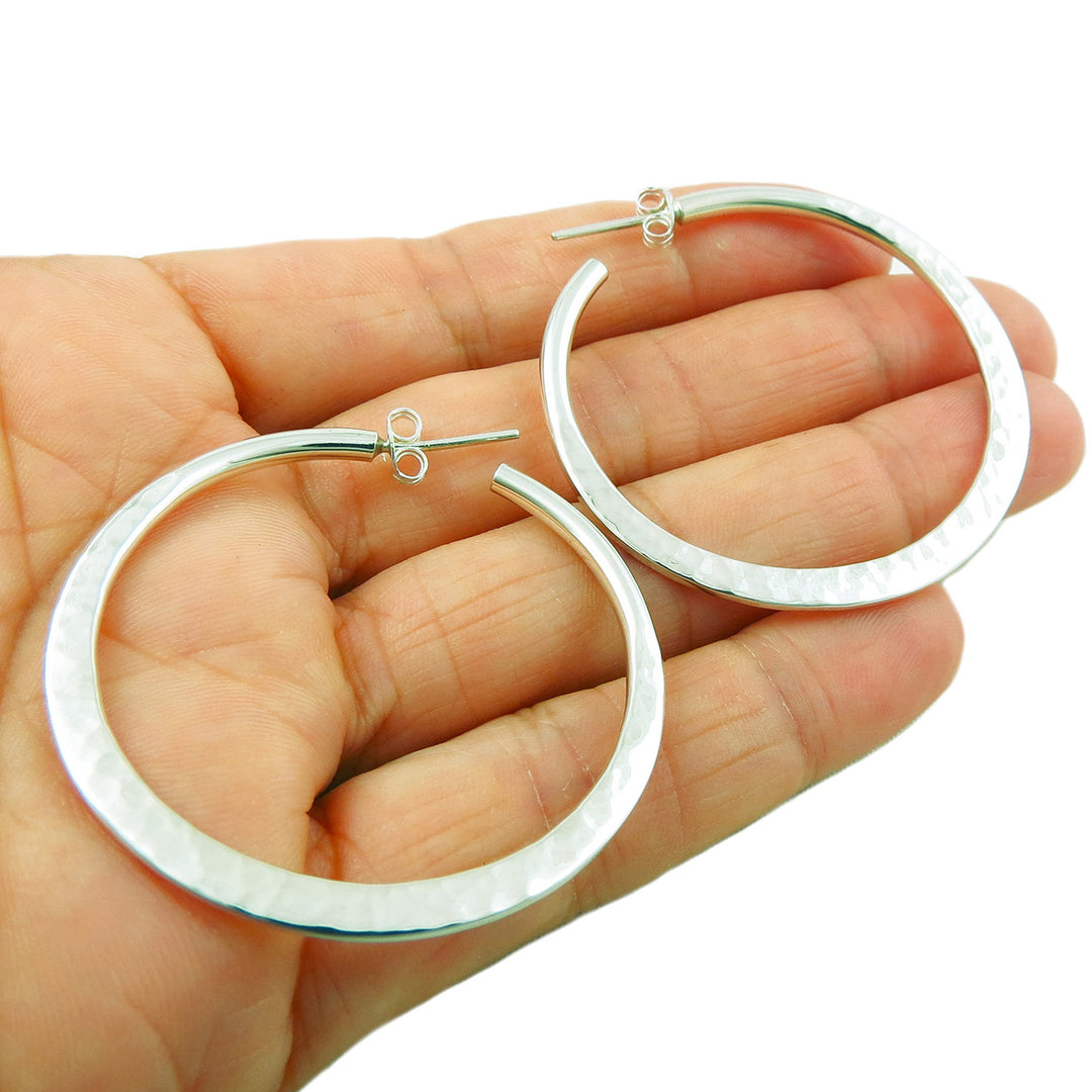 Silver Hoop Earrings Medium