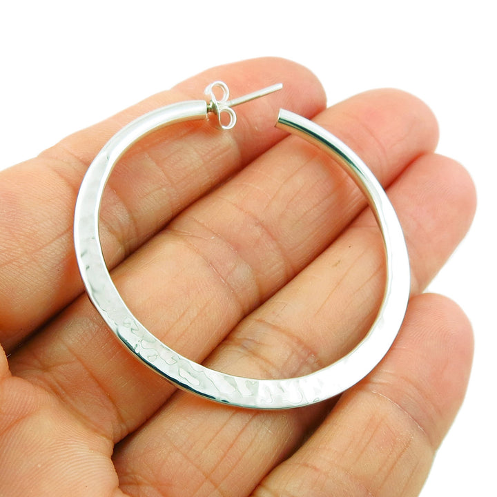 Silver Hoop Earrings Medium