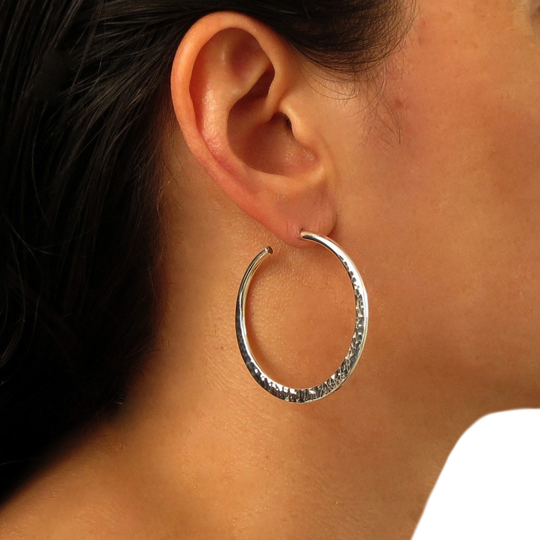 Silver Hoop Earrings Medium