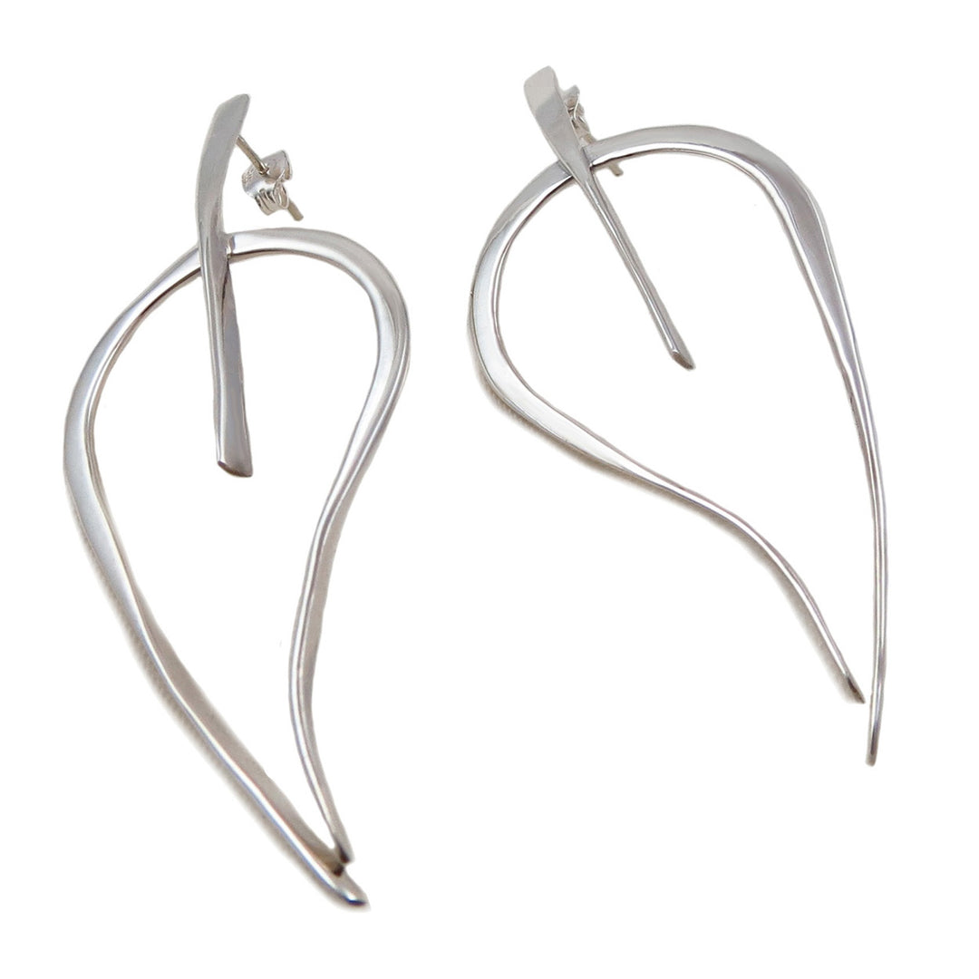 Large Tree Leaf Statement Earrings in Silver