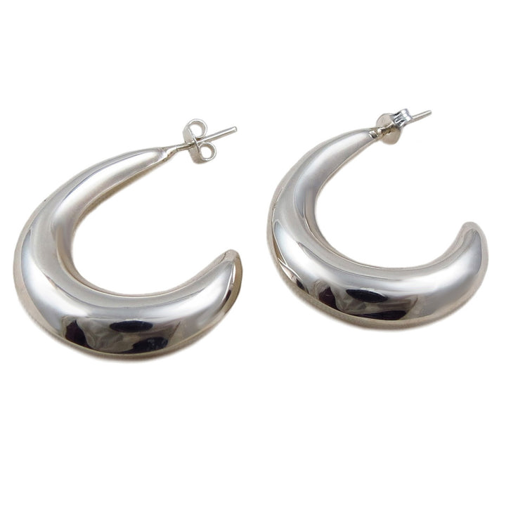 Curved 925 Sterling Silver Half Hoop Earrings