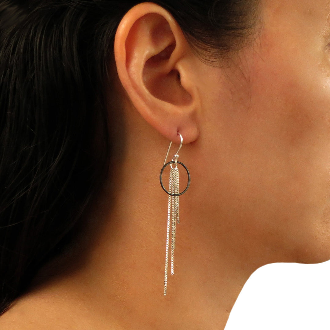 Sterling Silver Chain Fringe Earrings