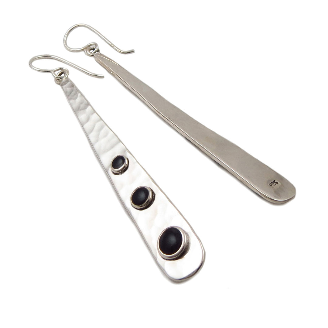 Onyx Gemstone Sterling Silver Drop Earrings