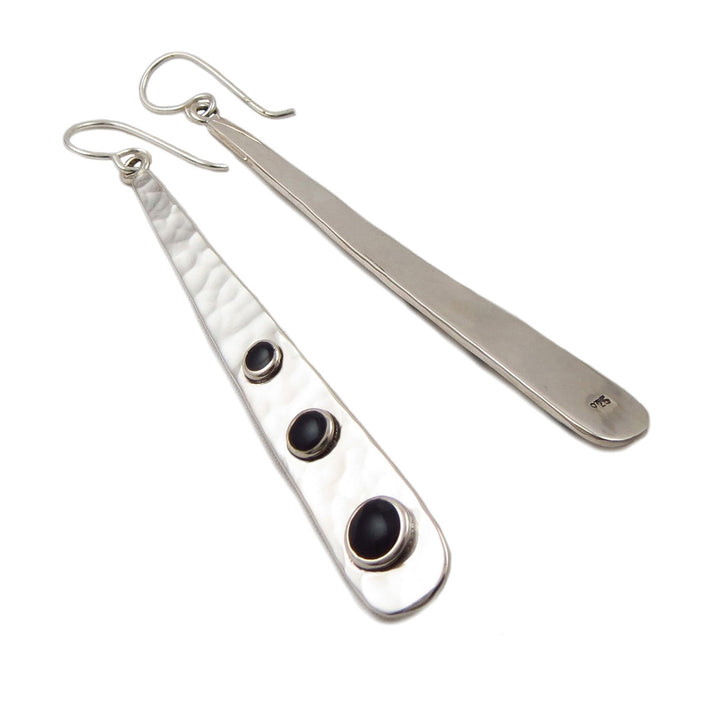 Onyx Gemstone Sterling Silver Drop Earrings