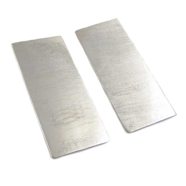 Handmade Large Brutalist Rectangular Silver Earrings