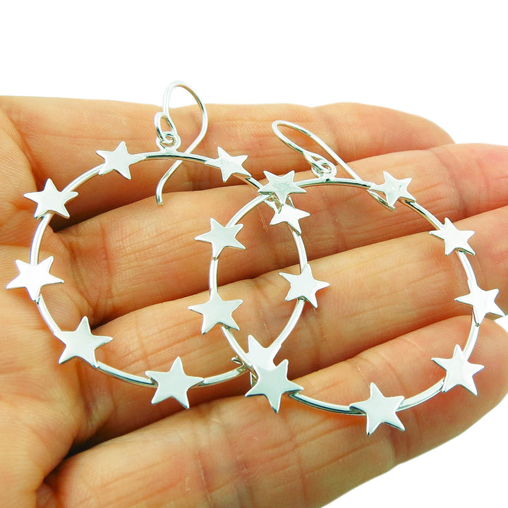 Bold Silver Star Earrings