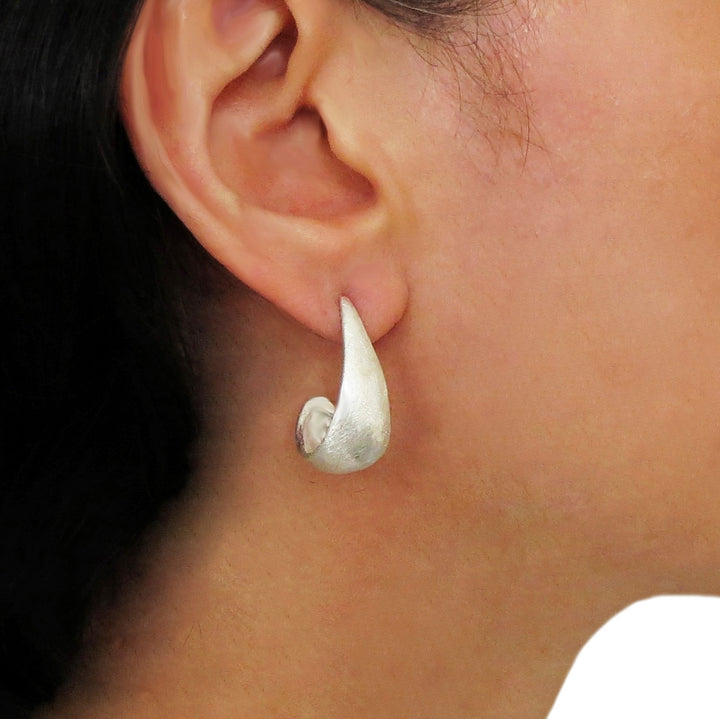 Brushed Satin Sterling Silver Ladies Earrings - Handmade