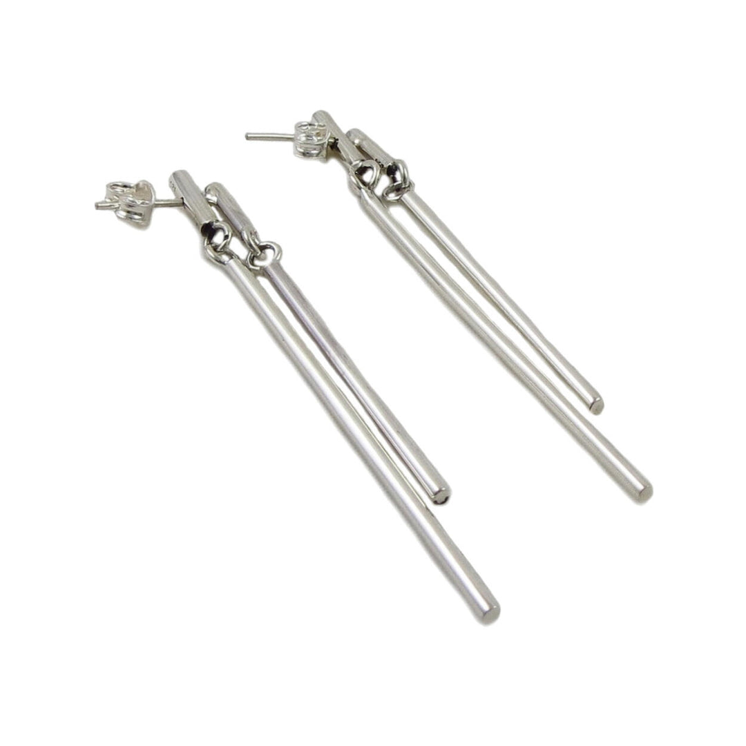 Long Sterling Silver Two Part Dangle Earrings