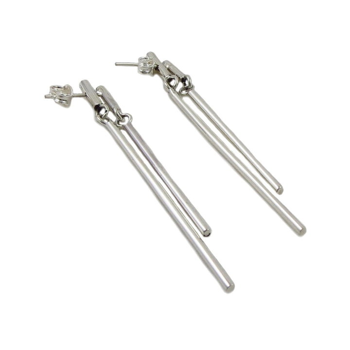 Long Sterling Silver Two Part Dangle Earrings