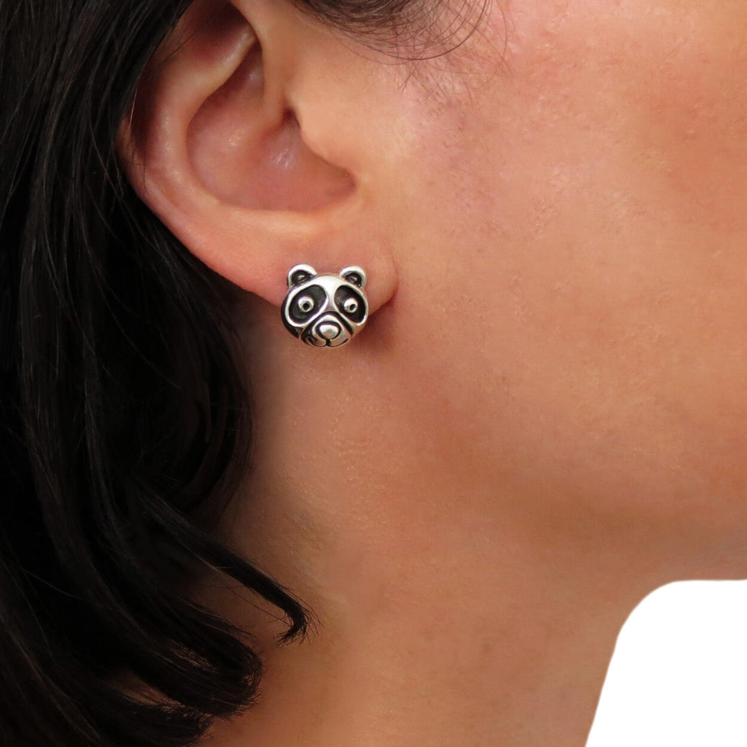 Panda Bear Earrings in Sterling Silver